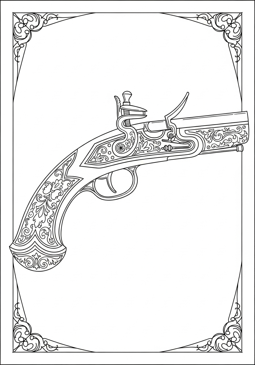 kawaii cute Gun coloring pages