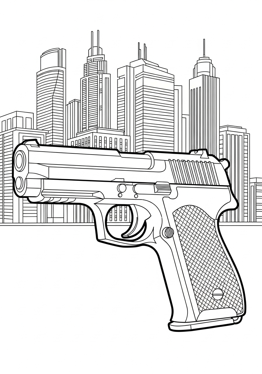 free printable Gun coloring pages