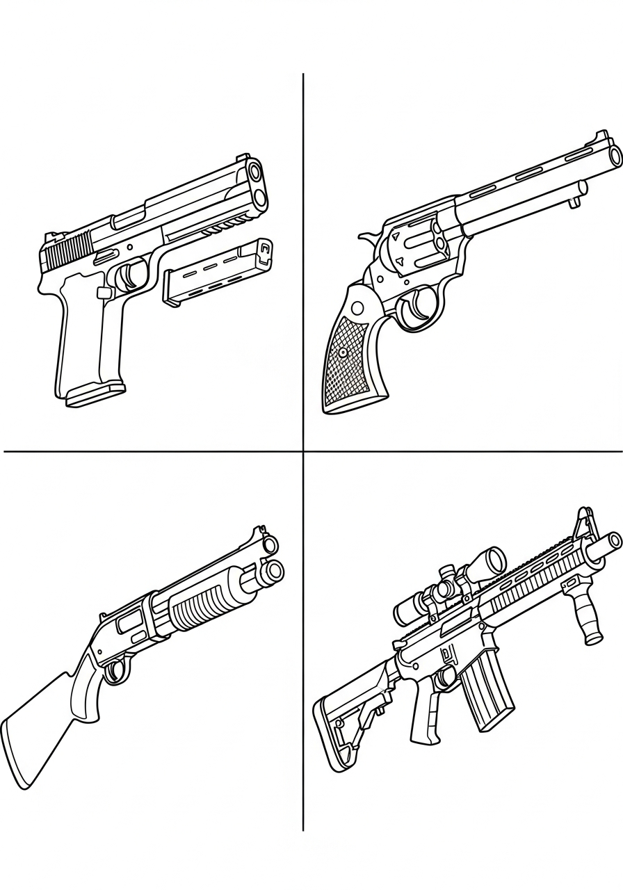 adult Gun coloring pages