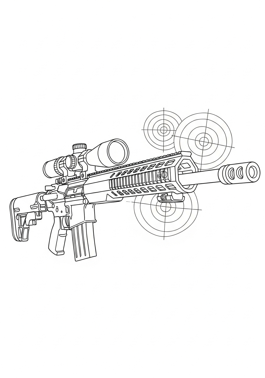 free printable Gun coloring pages 1