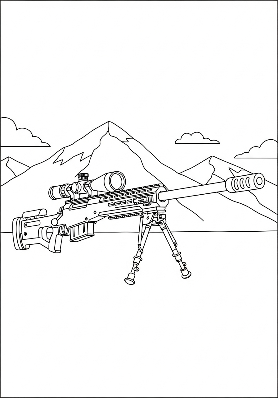 Gun coloring pages for adults easy