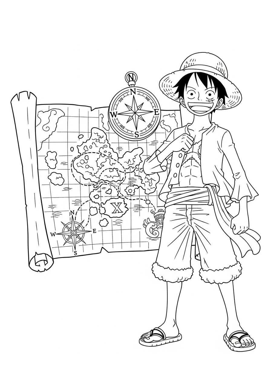 old-fashioned Luffy coloring pages