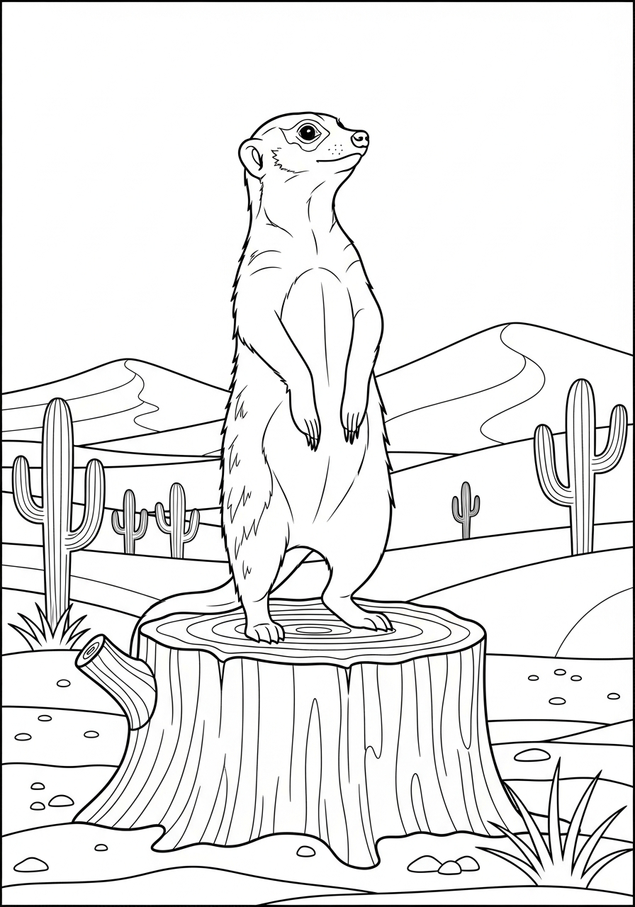 Meerkat coloring pages for adults easy