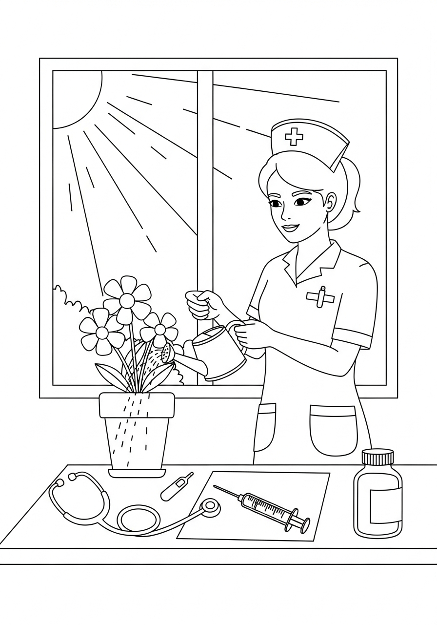 free Nurse coloring pages for adults