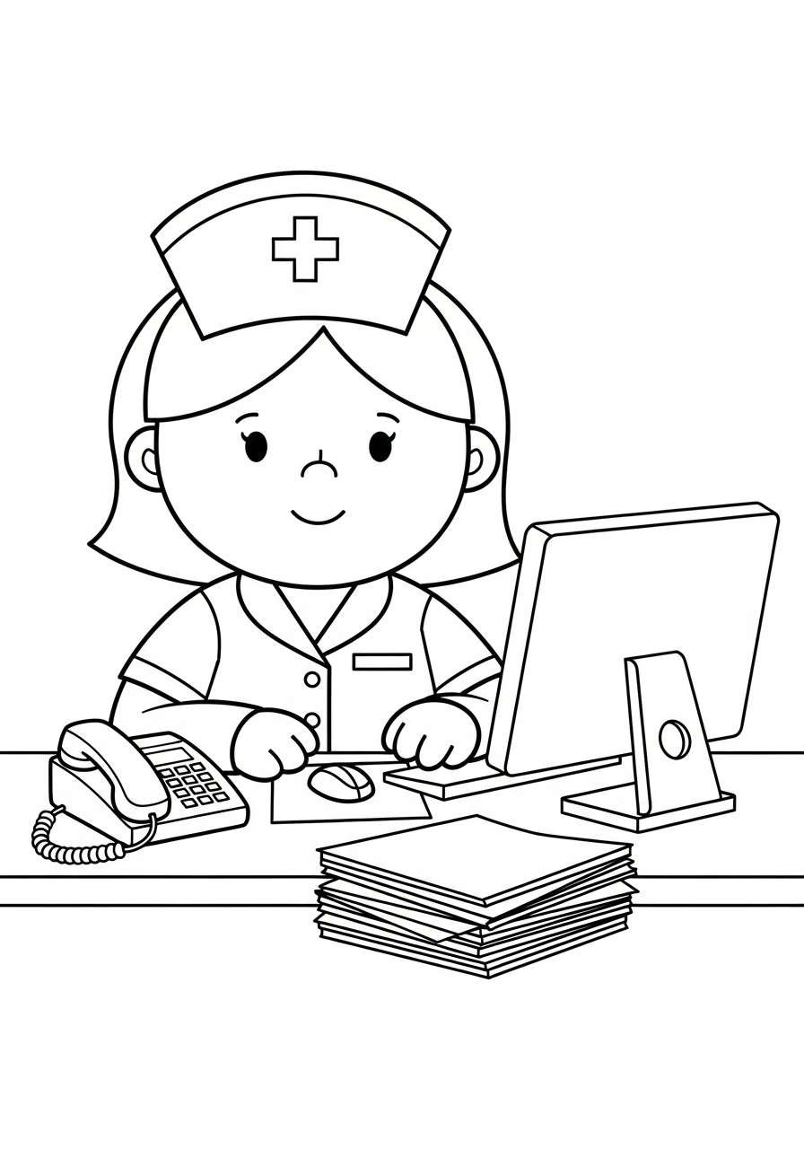 detailed Nurse coloring pages 1