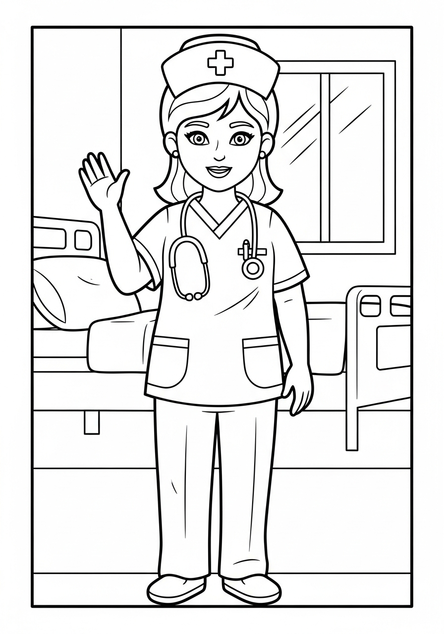 vintage Nurse coloring pages