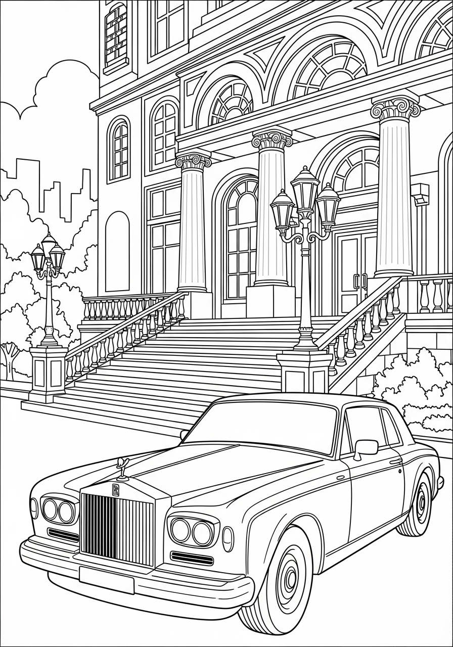 vintage Rolls Royce coloring pages