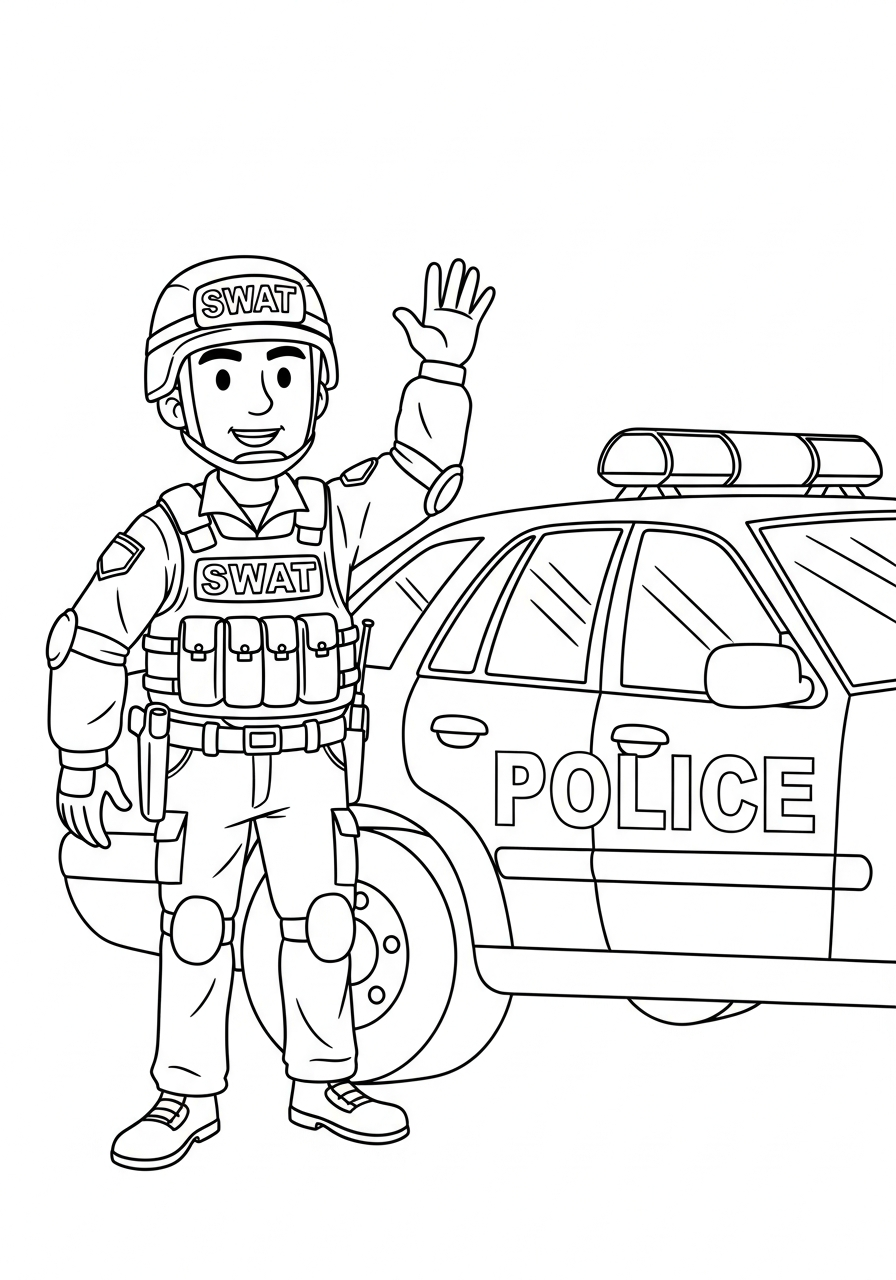 printable SWAT Police coloring pages for adults