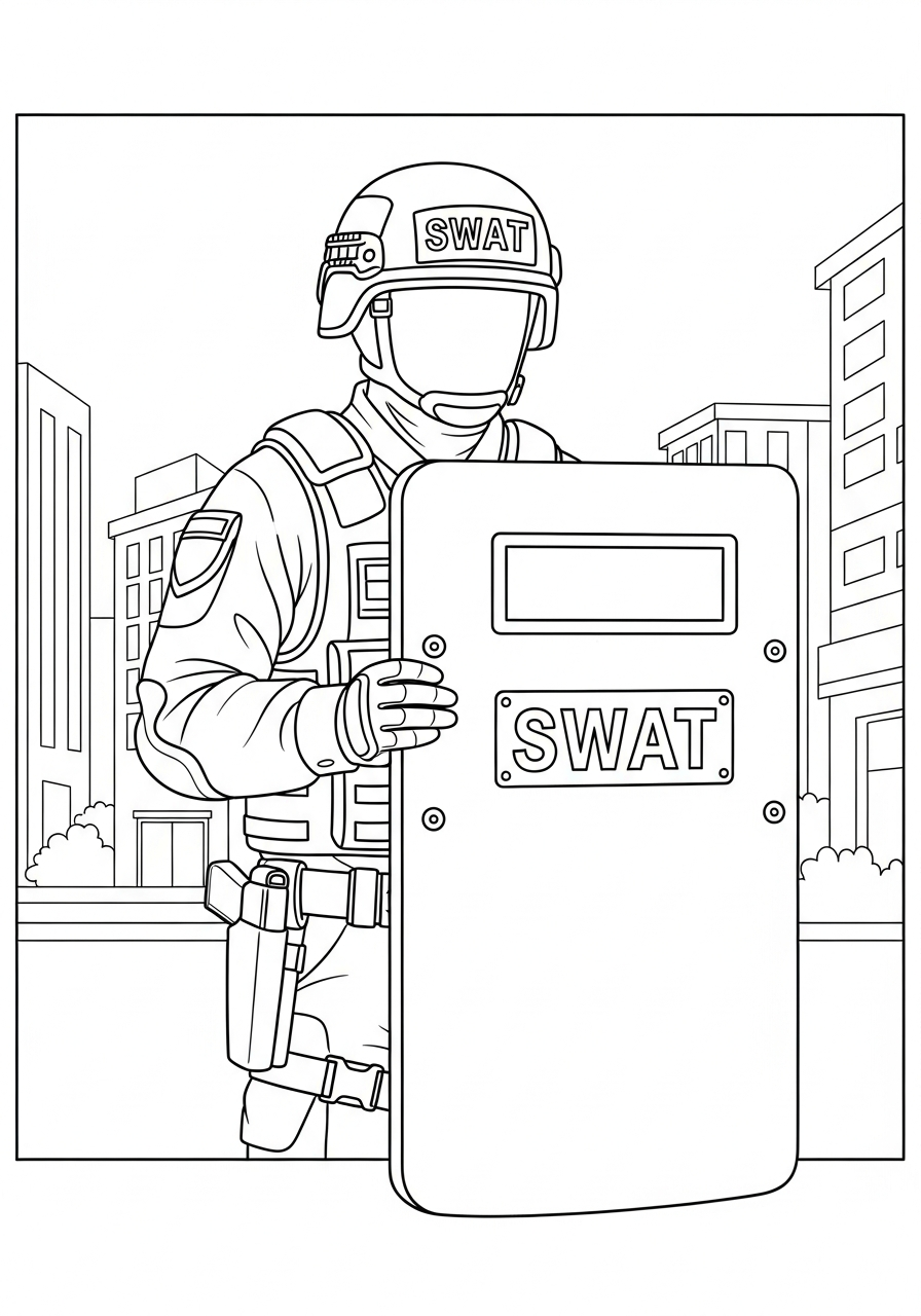 SWAT Police coloring pages free printable