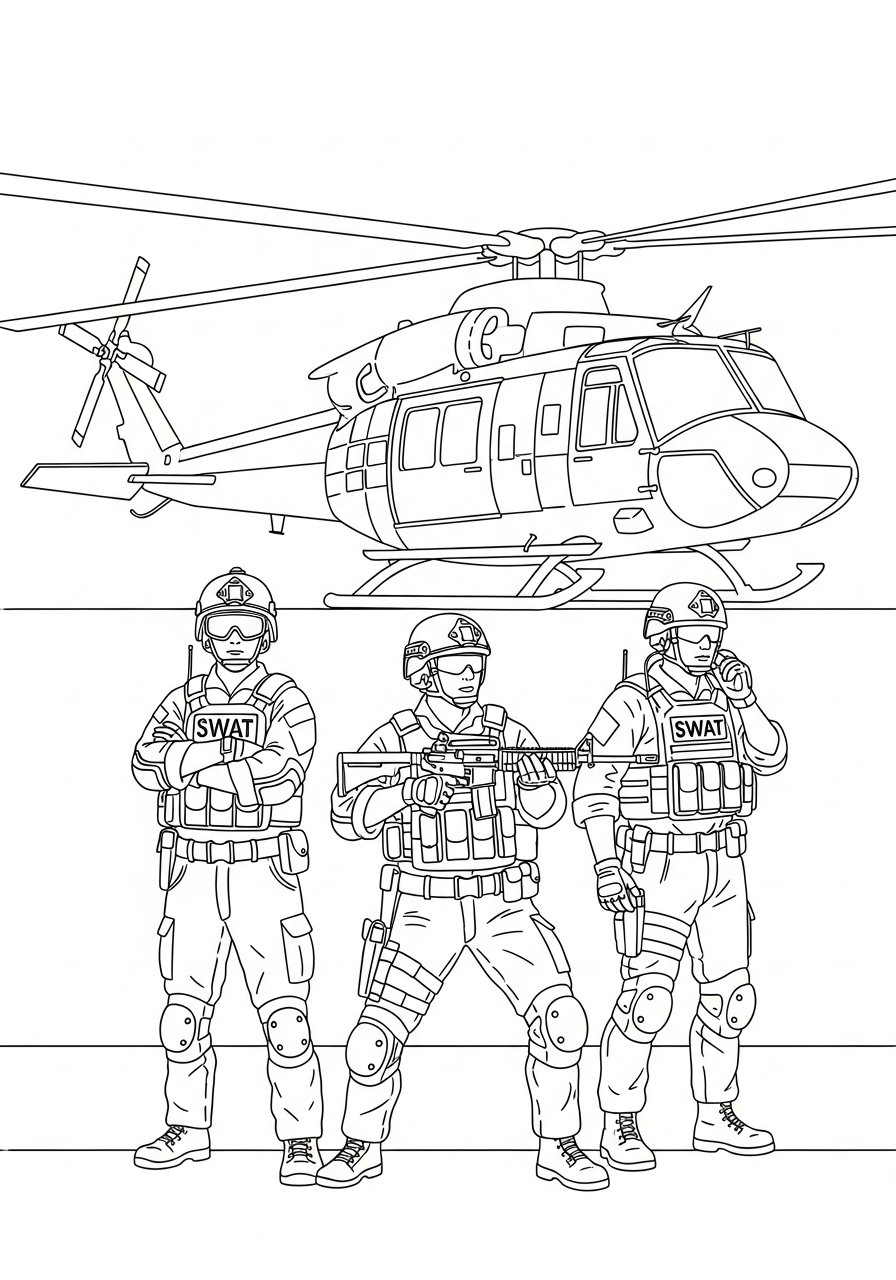 printable coloring pages SWAT Police