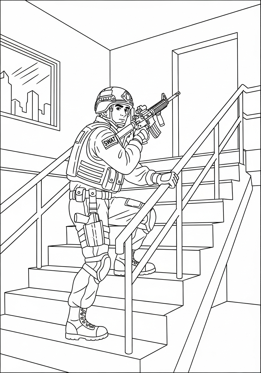 free SWAT Police printable coloring pages
