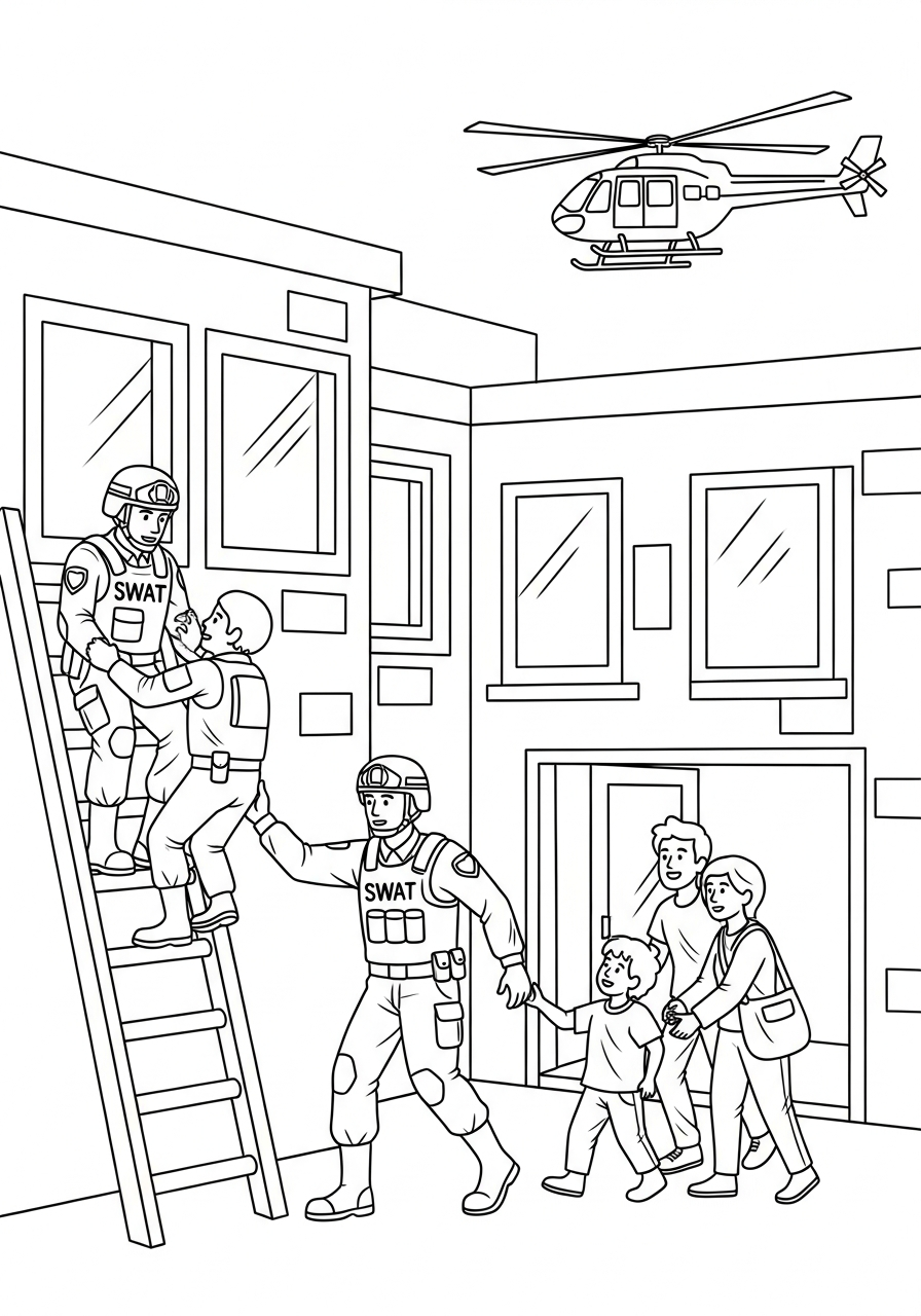free SWAT Police coloring pages printable