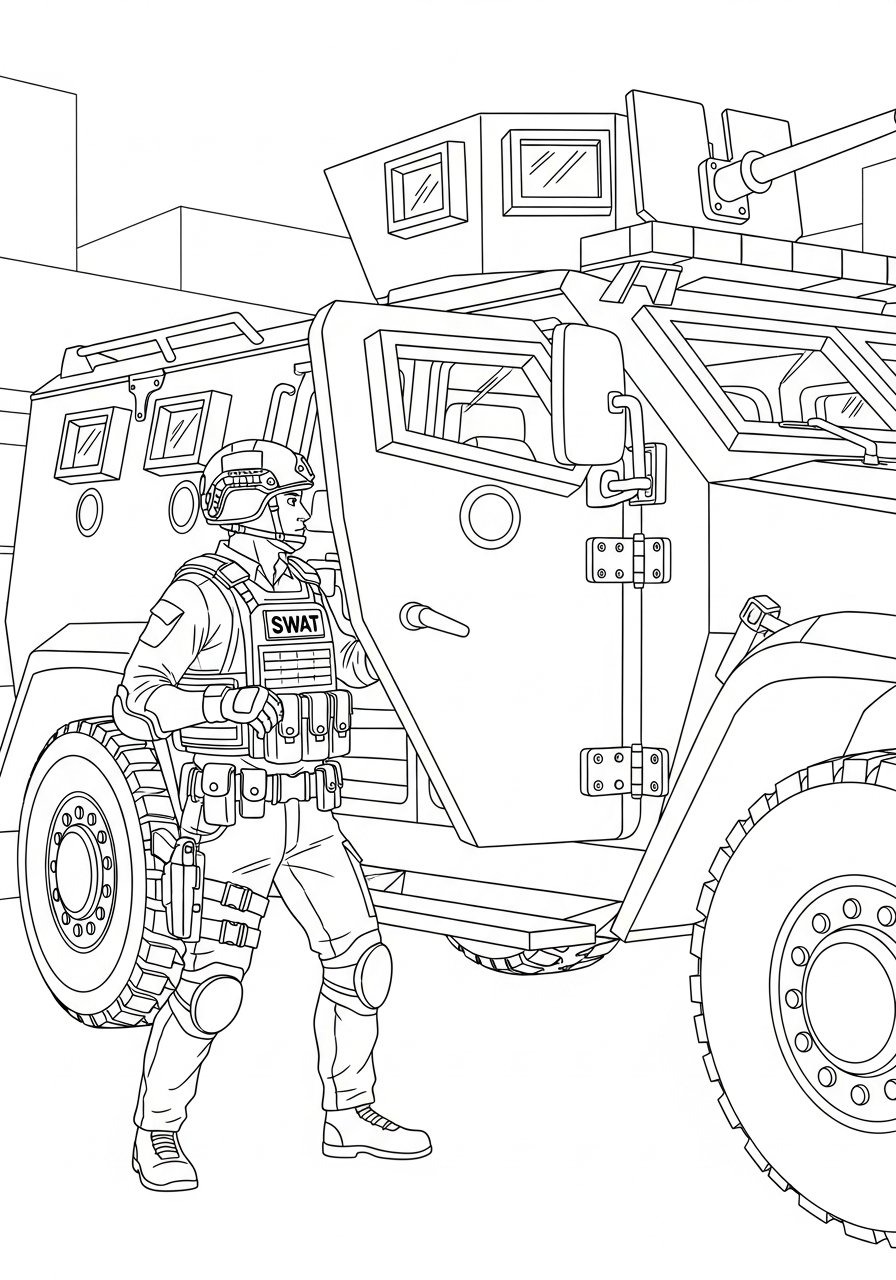 coloring pages printable SWAT Police