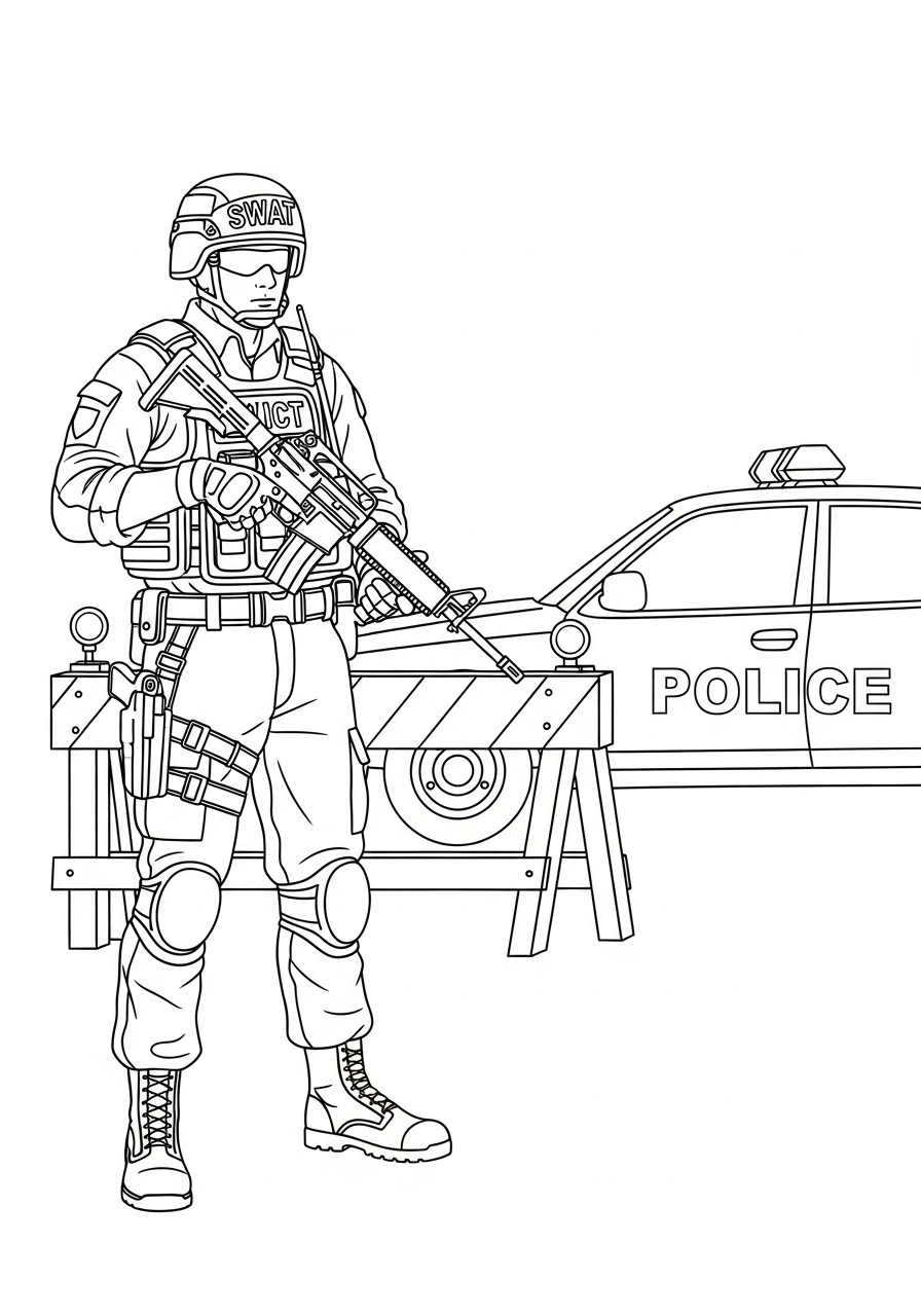 free SWAT Police tree coloring pages