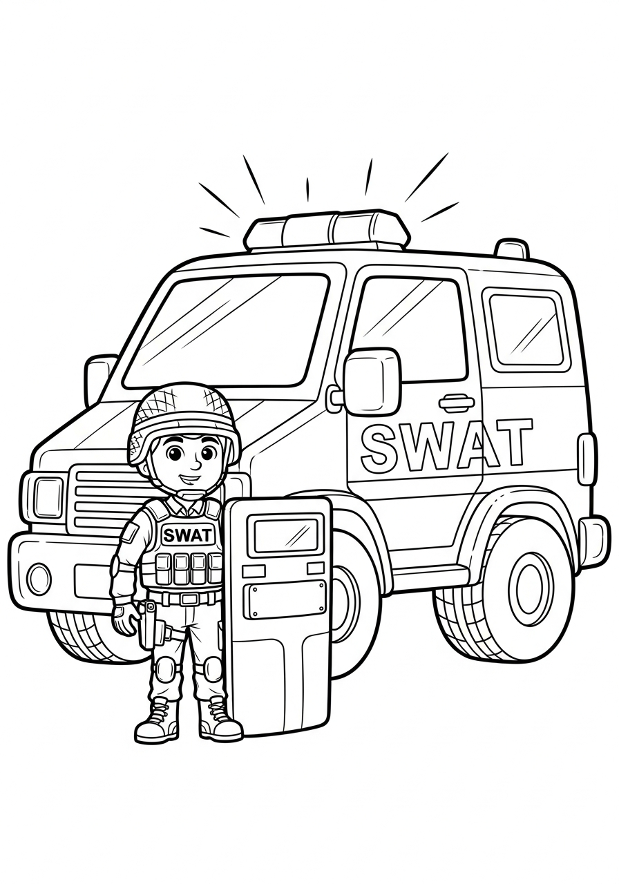 SWAT Police decorations coloring pages