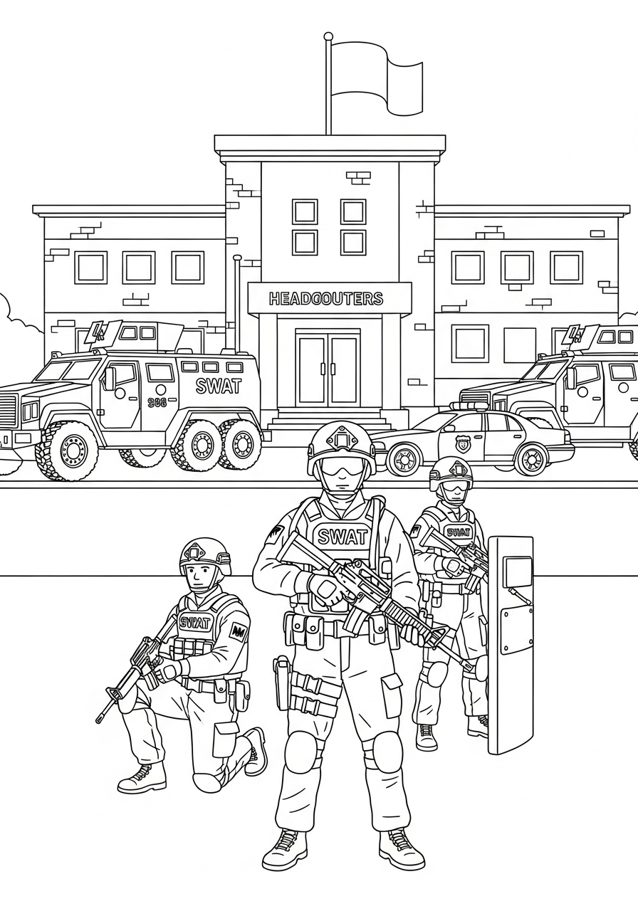 adult coloring pages SWAT Police