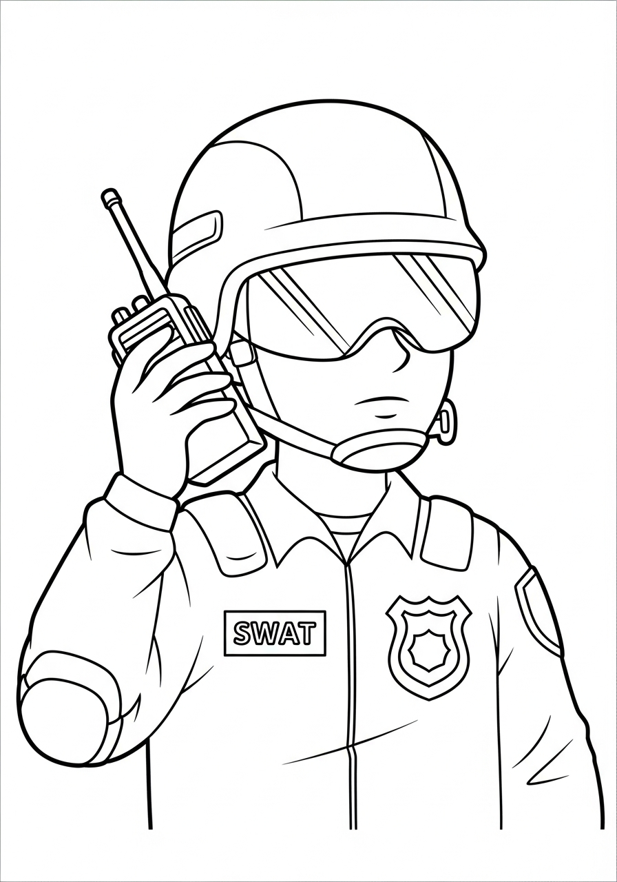 cute coloring pages SWAT Police