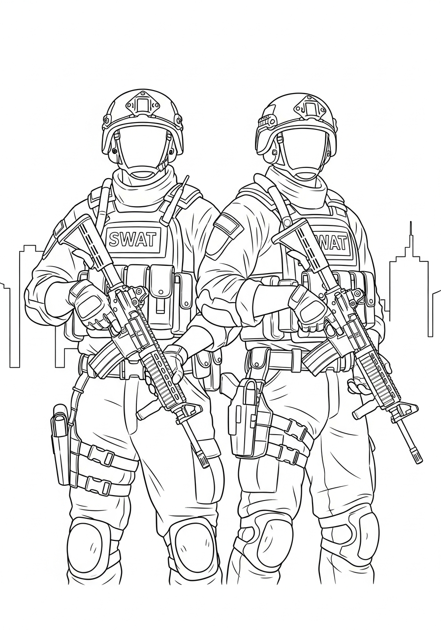 SWAT Police coloring pages pdf
