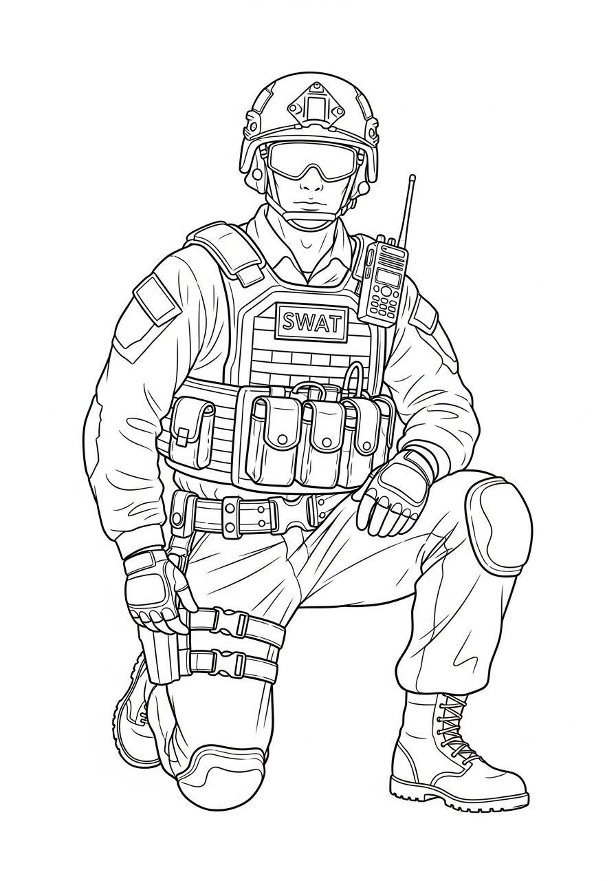 free SWAT Police coloring pages