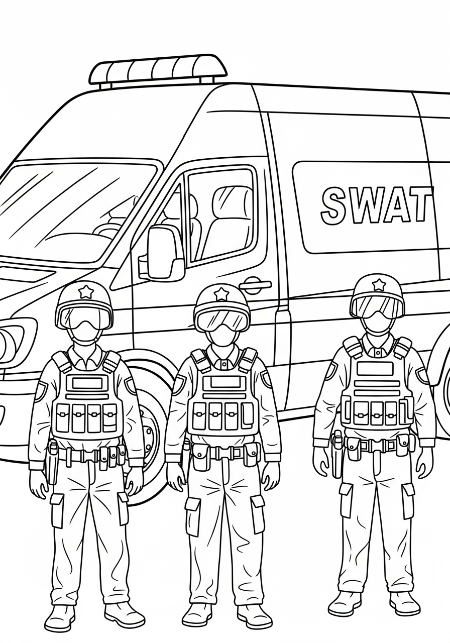 SWAT Police ornaments coloring pages