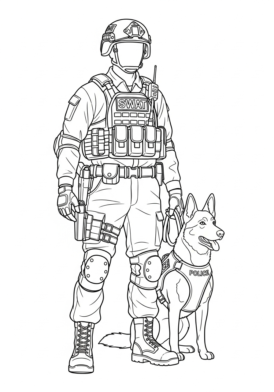 SWAT Police coloring pages pdf 1