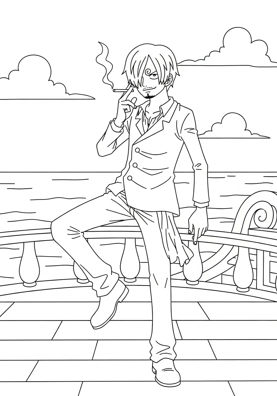 free Sanji printable coloring pages