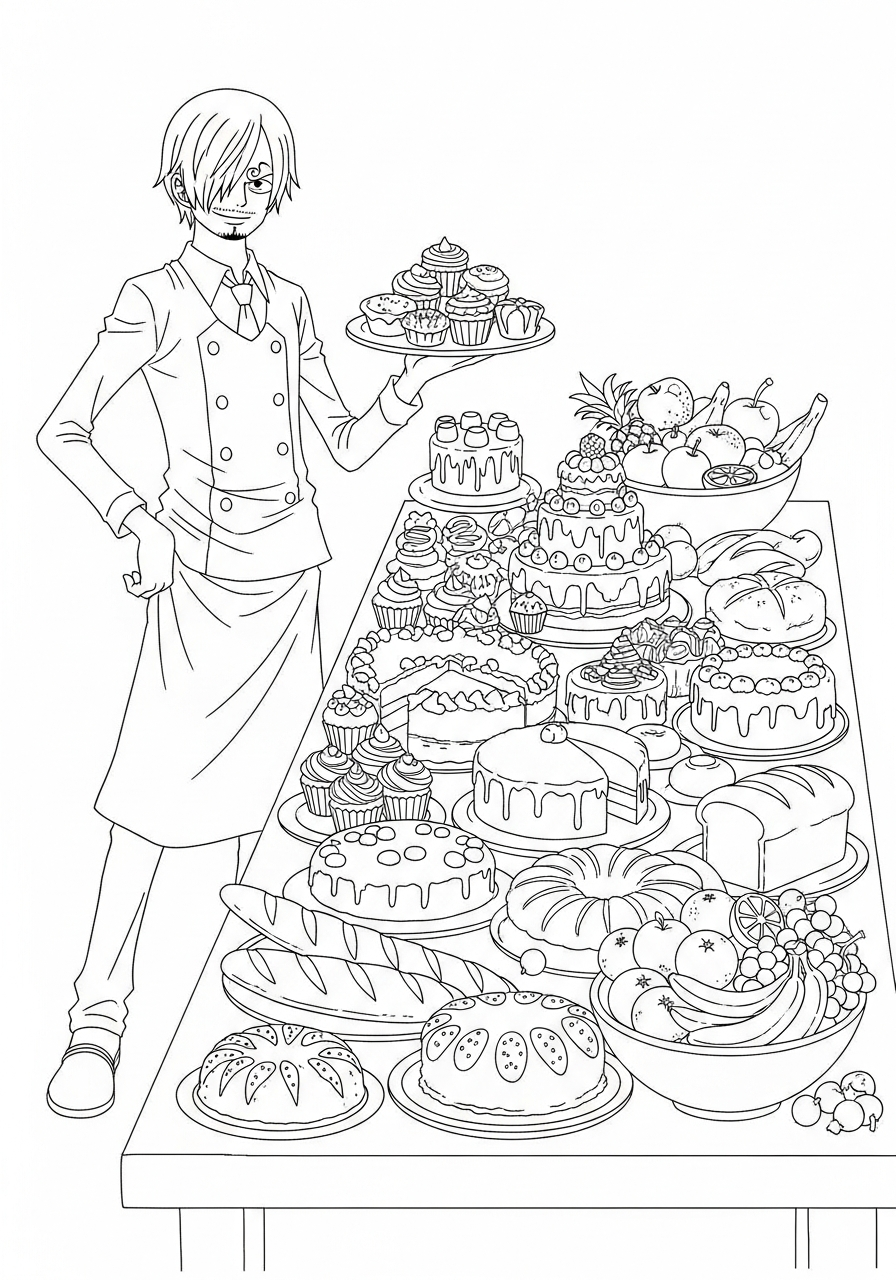 easy cute Sanji coloring pages
