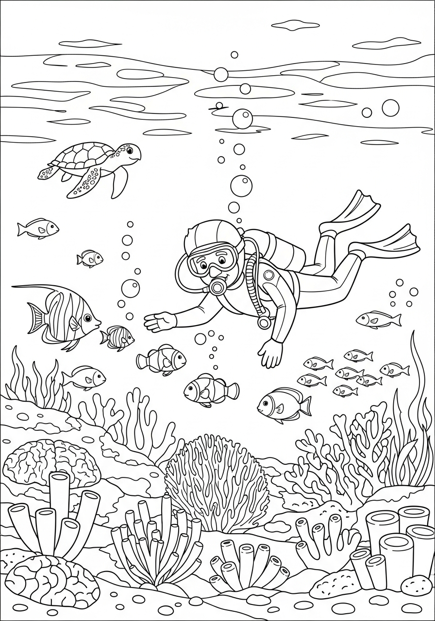 coloring pages printable Scuba Diving