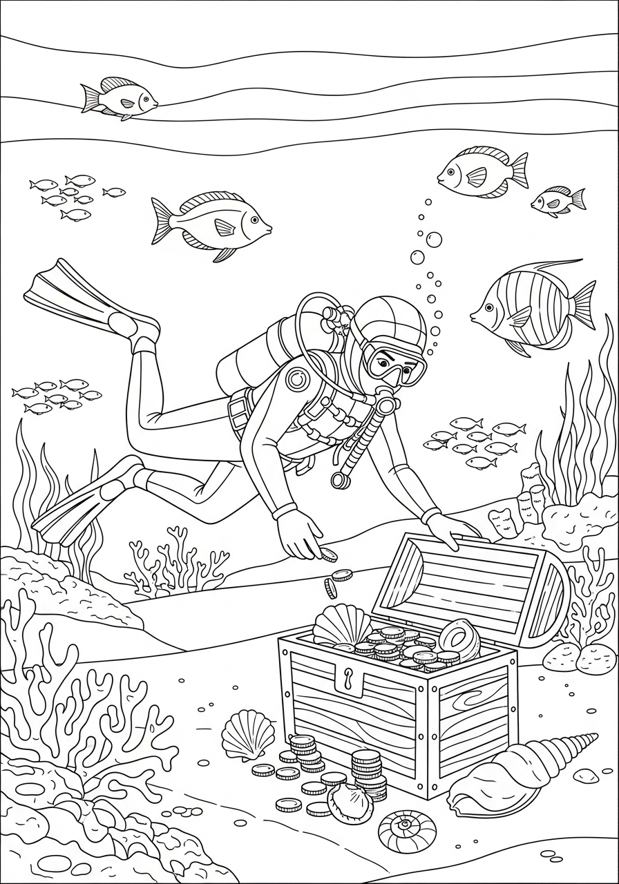 easy Scuba Diving coloring pages