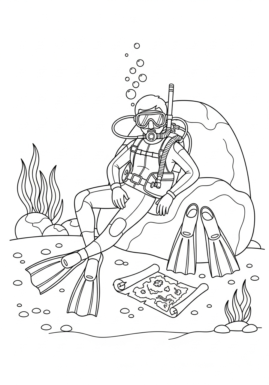 Scuba Diving coloring pages free printable