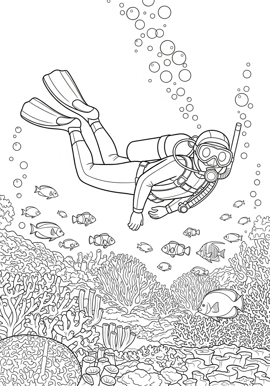 free coloring pages Scuba Diving