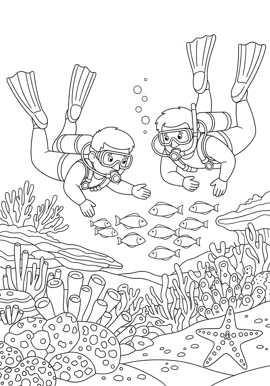 free printable Scuba Diving coloring pages