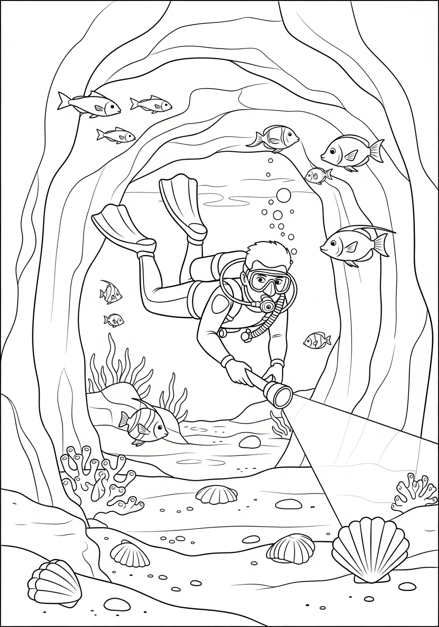 adult Scuba Diving coloring pages