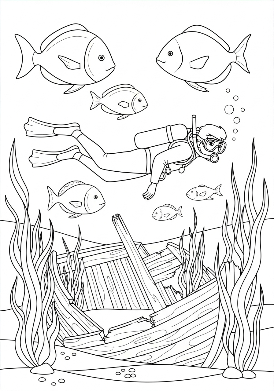 Scuba Diving free coloring pages