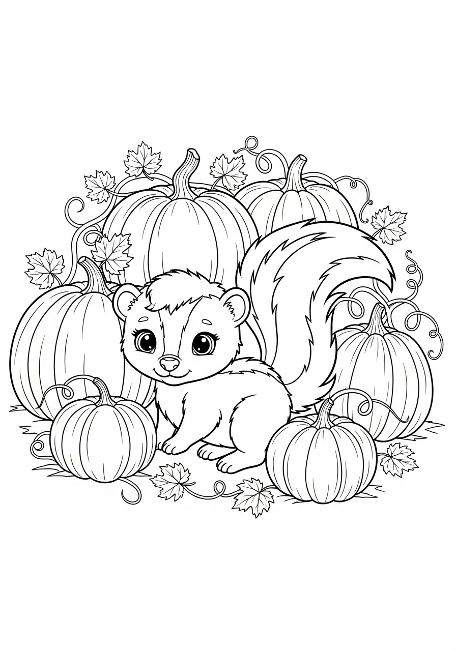 Skunk coloring pages for preschoolers