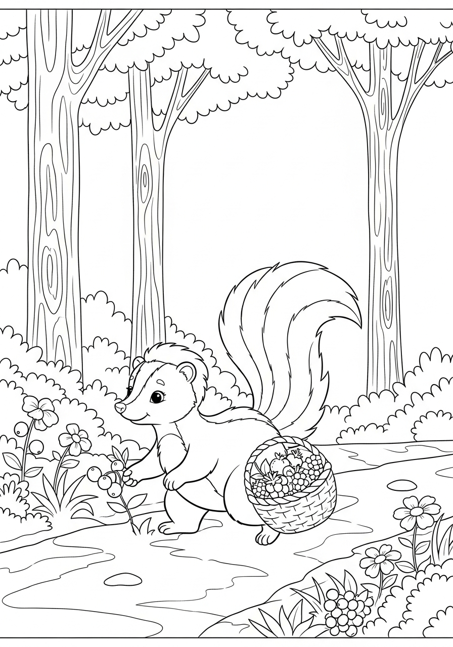 Skunk coloring pages for preschoolers 1