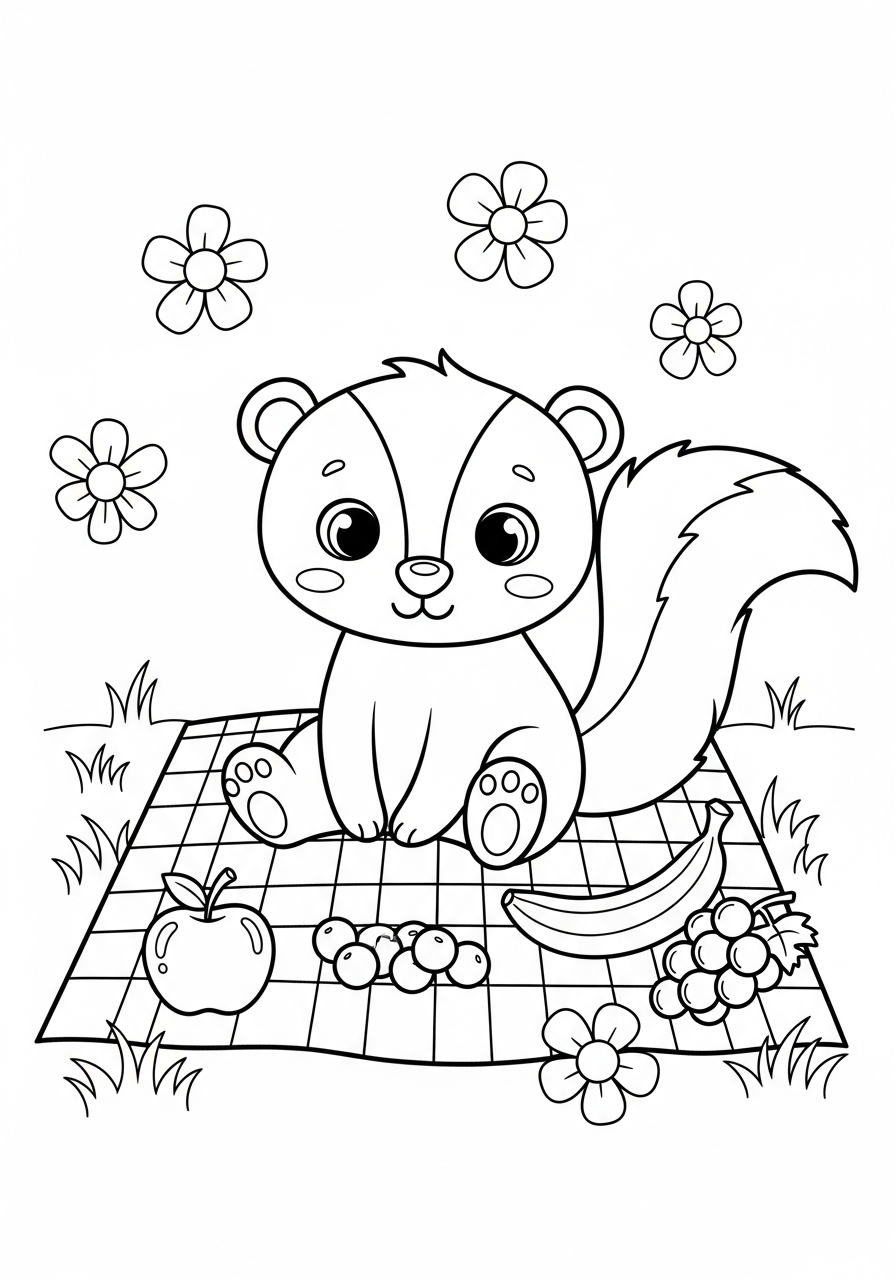 Skunk cards coloring pages 1