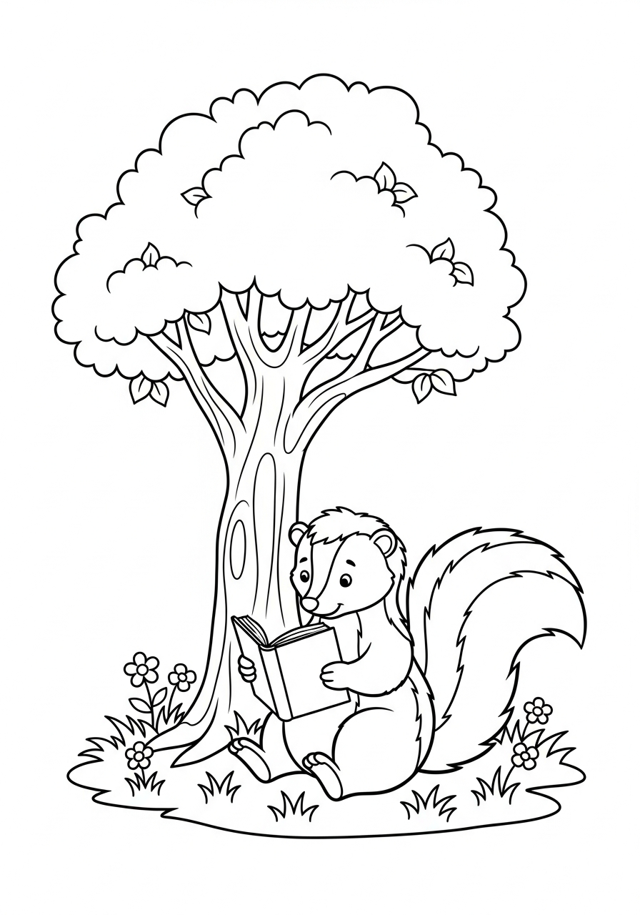 easy cute Skunk coloring pages