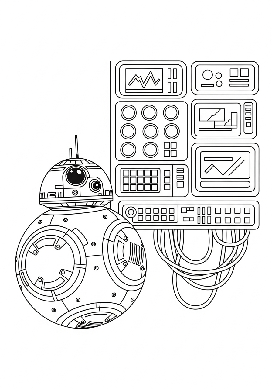 kawaii cute BB 8 coloring pages 1