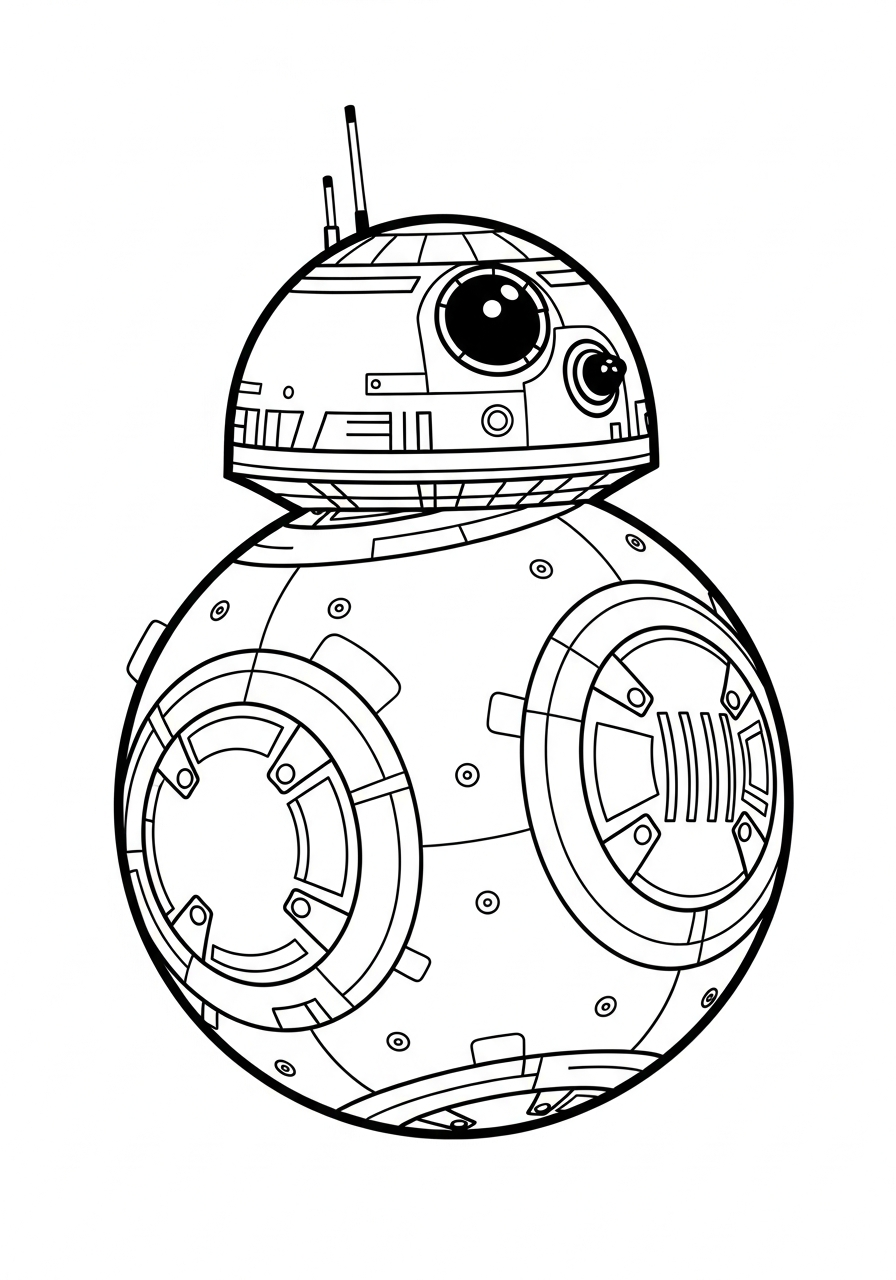 kawaii cute BB 8 coloring pages