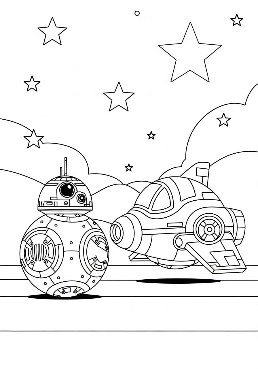 free full size printable BB 8 coloring pages for adults pdf 1