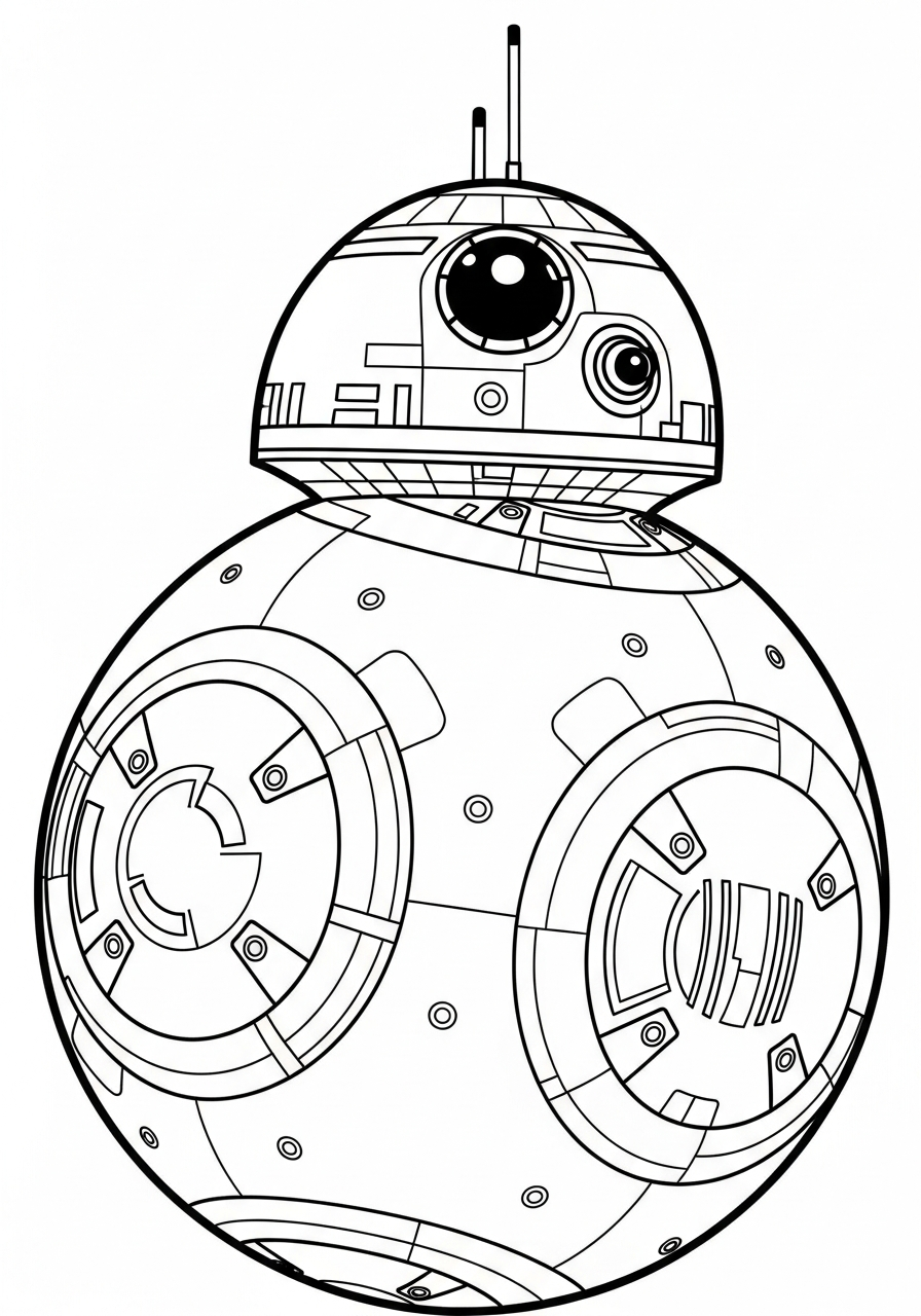 free full size printable BB 8 coloring pages for adults pdf