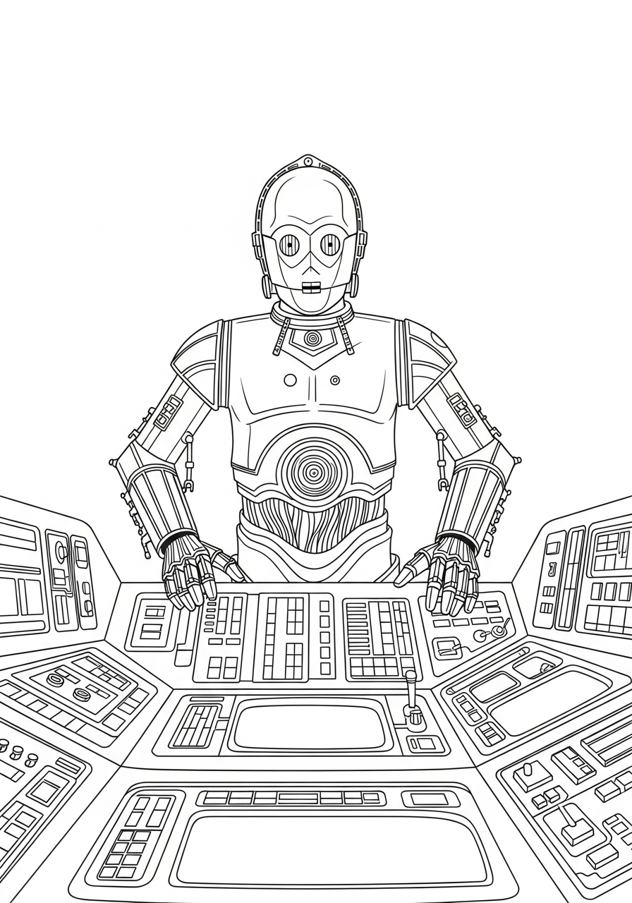 Desenhos para colorir do C-3PO 9 Desenhos para colorir do C-3PO para crianças