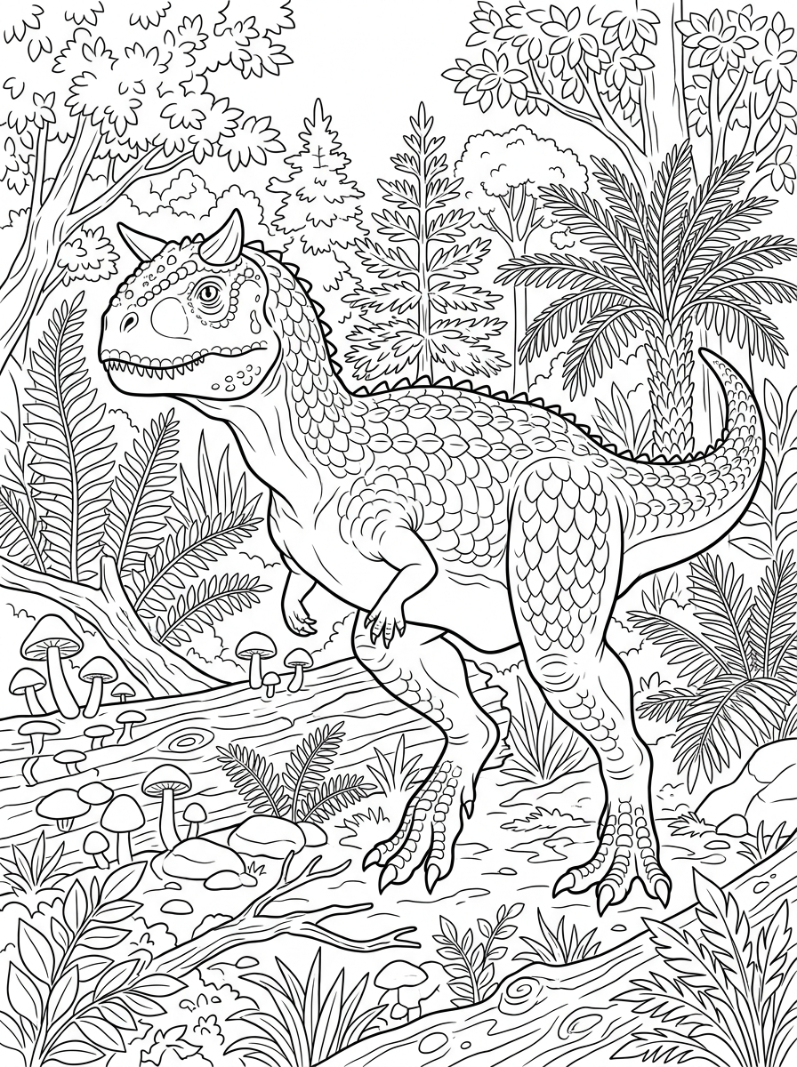 kawaii cute Carnotaurus coloring pages