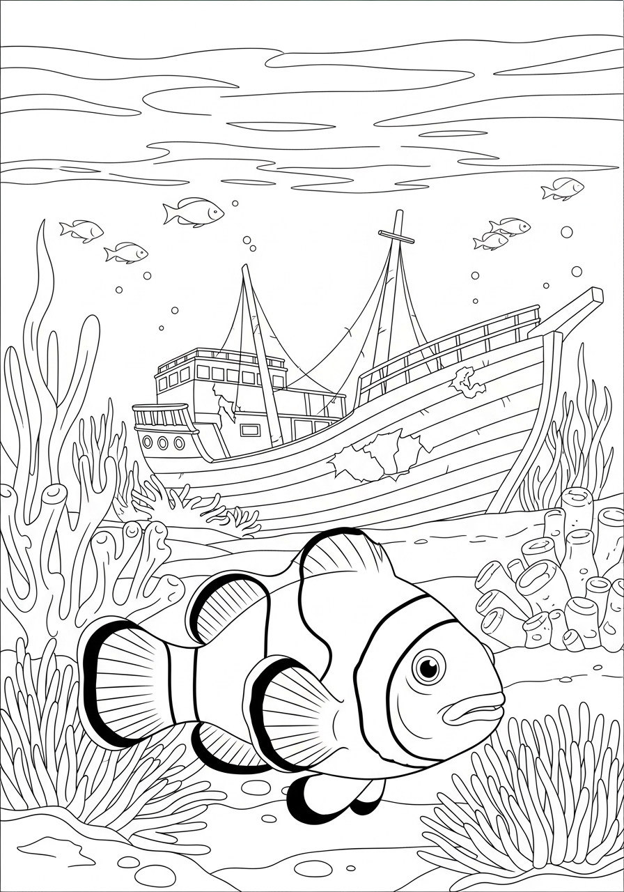 free printable Clownfish coloring pages for adults
