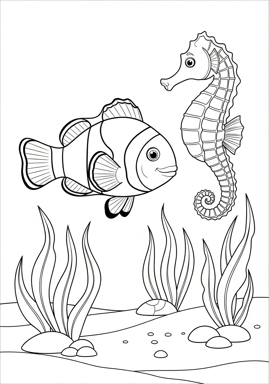 free Clownfish tree coloring pages