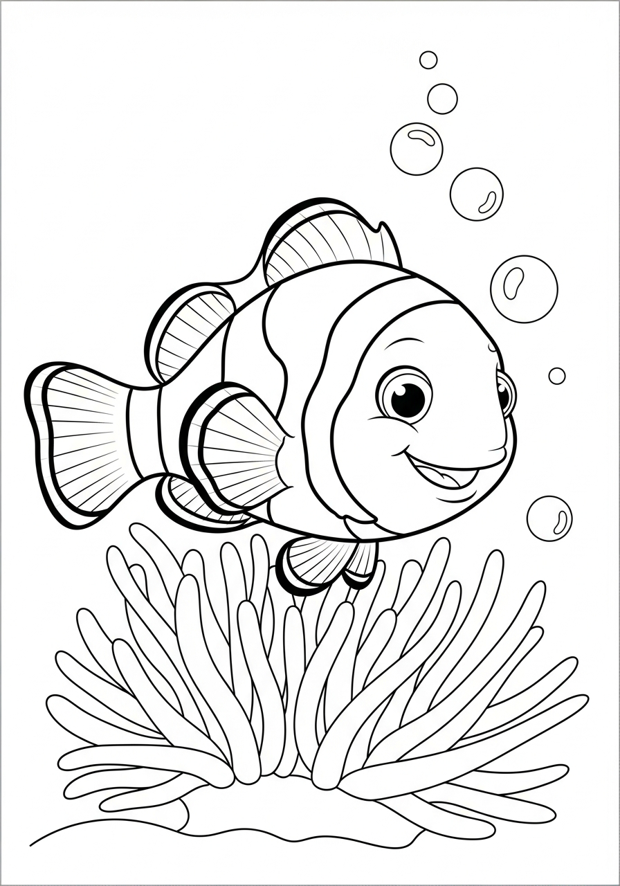 vintage Clownfish coloring pages