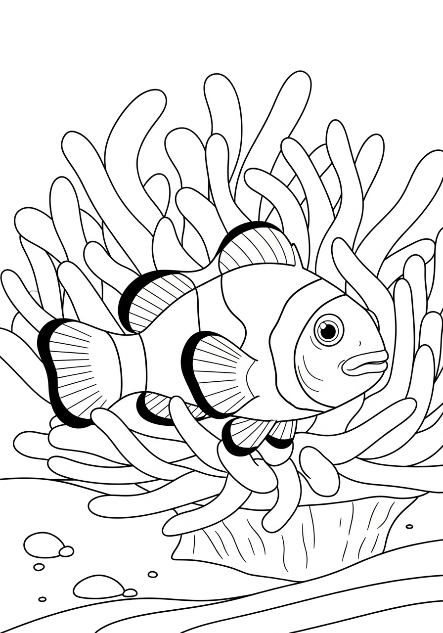 Clownfish coloring pages easy