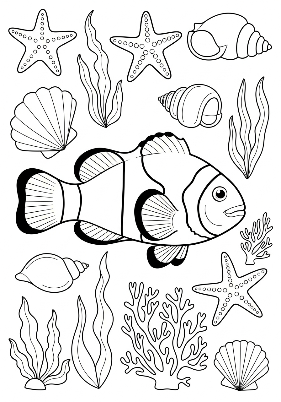 Clownfish coloring pages for adults easy
