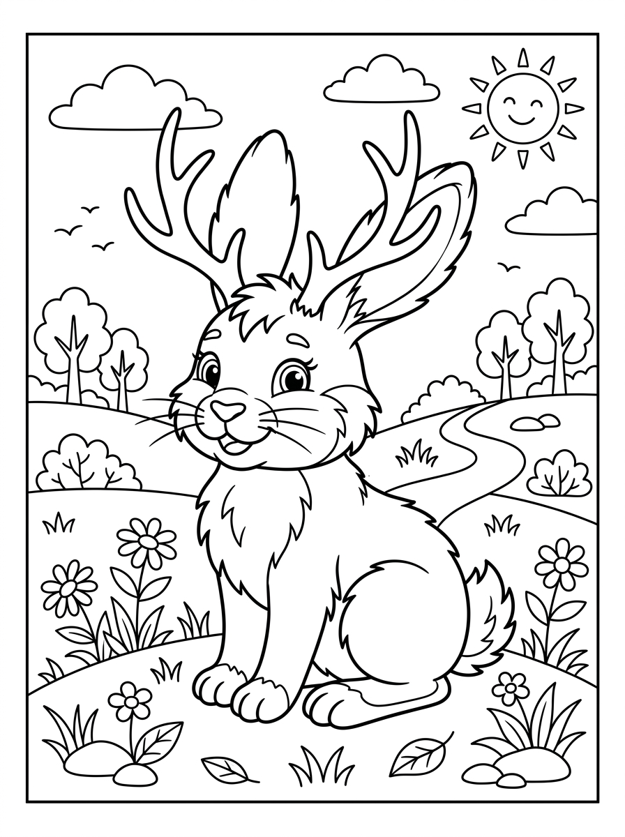 vintage Jackalope coloring pages